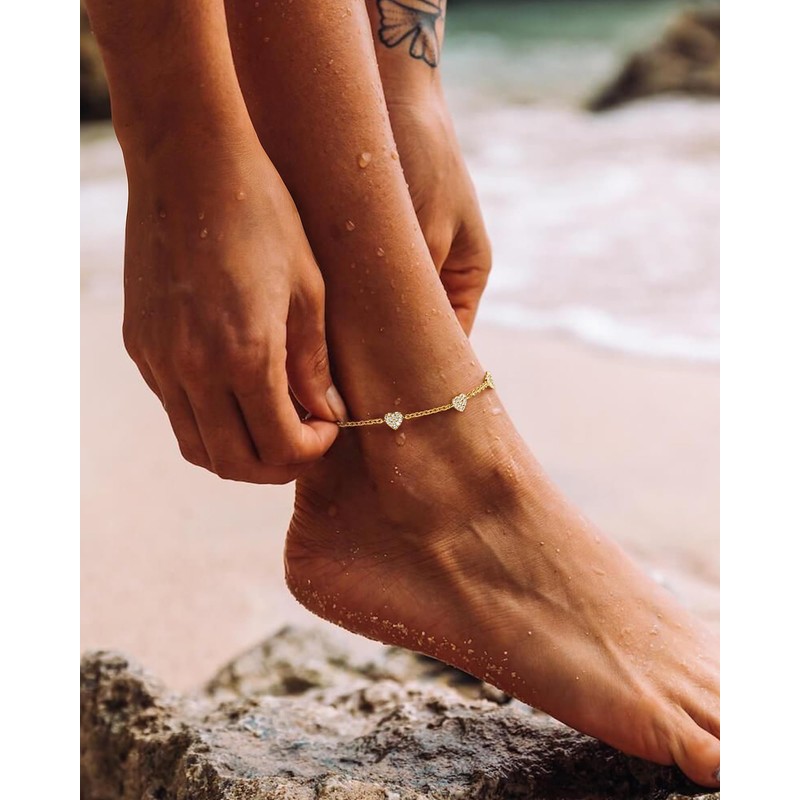 KELAIEN Anklets for Women Waterproof 14K Gold Plated Beach Ankle