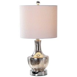 JONATHAN Y JYL1029B Colette 20" Mini Glass Table Lamp, Silver, 1 Bulb