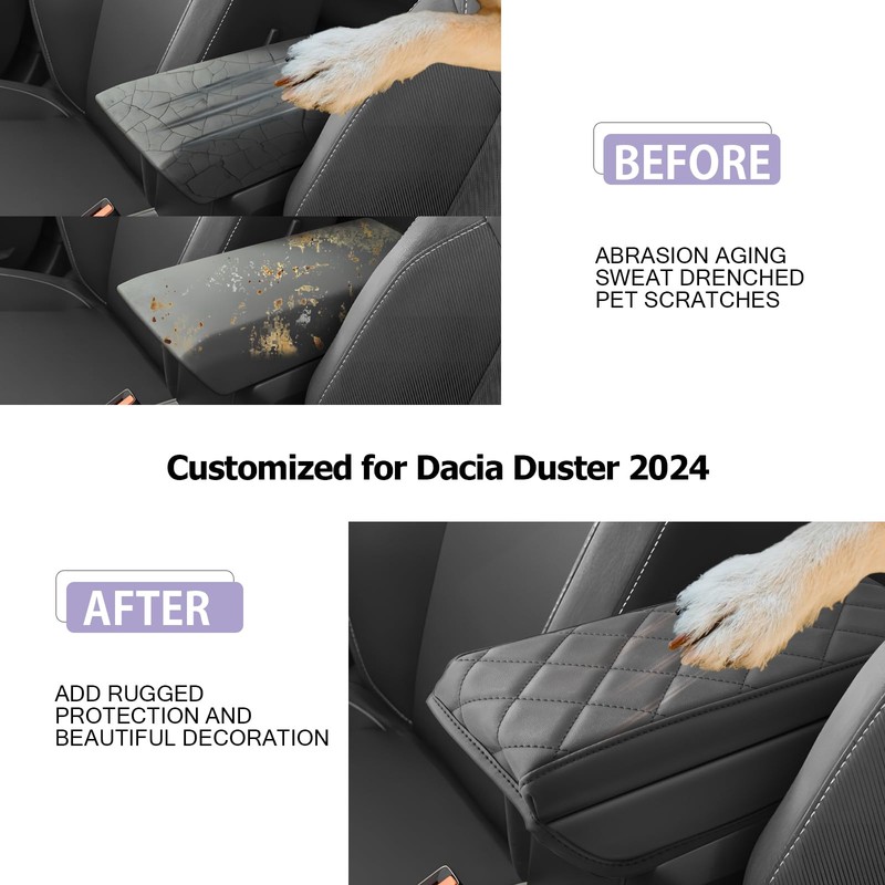 LUWU Car Armrest Pad for Dacia Duster 2024 (Models with
