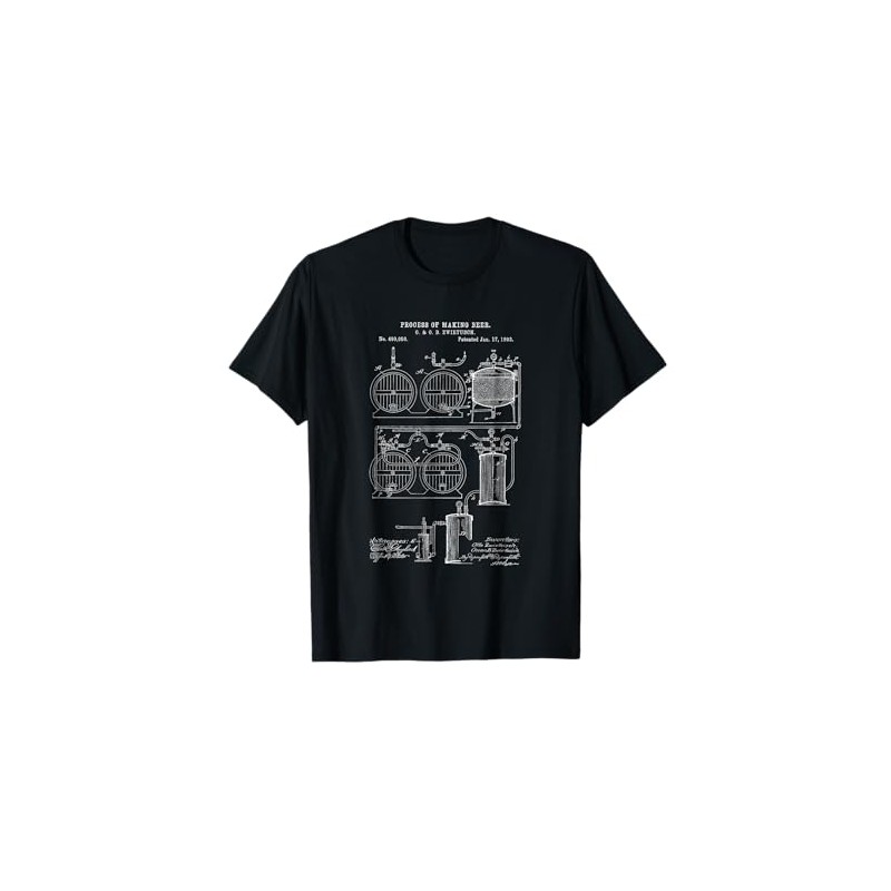 T-shirt con disegno di birra, brevetto Brewery, idea regalo per