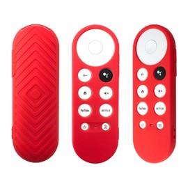 2 Pack Remote Cover Compatible with 2020 Chromecast with Google TV Voice Remote, Anti Slip Silicone Case Cover (Blue & Red)