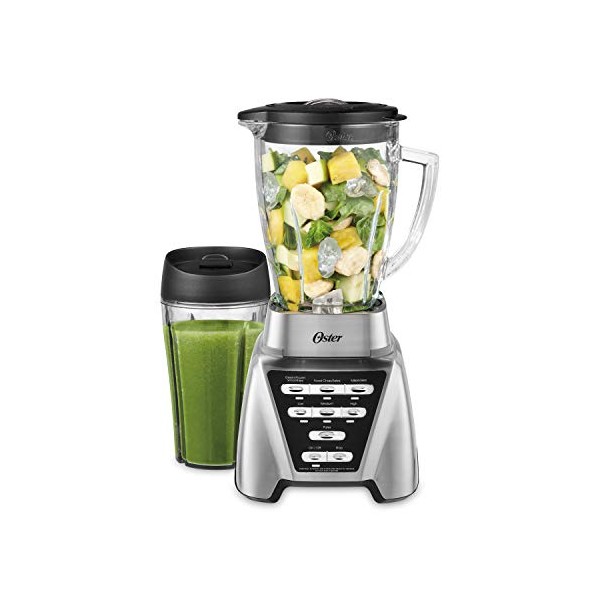 Oster Blender | Pro 1200 with Glass Jar, 24-Ounce Smoothie Cup, Brushed Nickel