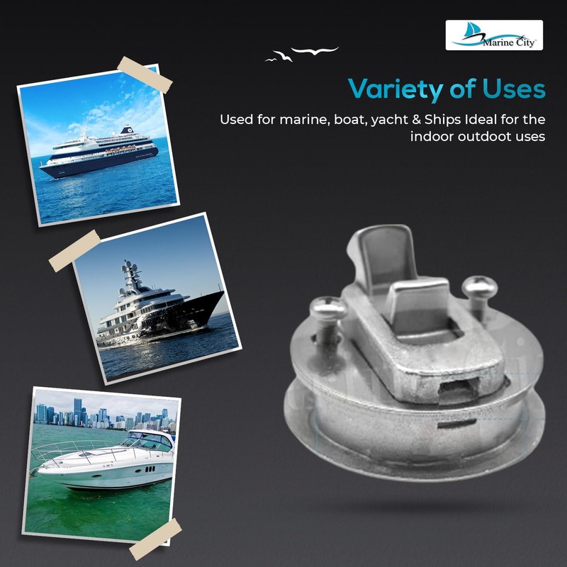 MARINE CITY Round Flush Pull Slam Latch, 316 Stainless Steel,