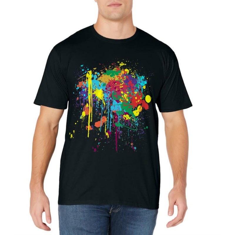 Colourful messy paint splashed T-Shirt