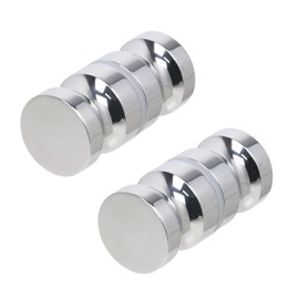 Crapyt 2 Pcs Bathroom I-Form Shower Glass Door Handle, Single Hole Solid Cylindrical 304 Stainless Steel Back-to-Back Handle, Shower Room Knobs Replacement Hardware Accessories(Polished Silver)
