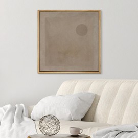 SIGNWIN Framed Canvas Print Wall Art Retro Geometric Grunge Landscape Abstract Shapes Illustrations Modern Art Decorative Boho Relax Nordic for Living Room, Bedroom, Office - 16"x16" Natural