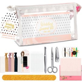 Chumia 132 Pieces Wedding Survival Kit Wedding Day Bridal Emergency Kit Bridal Party Proposal Gifts Mini Emergency Kit for Women with Makeup Bags Wedding Bride Emergency Supplies (Dot Style)