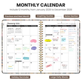 2026 Planner, Weekly and Monthly Planner for Women, January 2026 - December 2026, Hardcover 2026 Calendar Planner Book with Tabs, Inner Pocket, Spiral Bound, Perfect for Office Home School Supplies -A5 (6.3" x 8.5), Petals