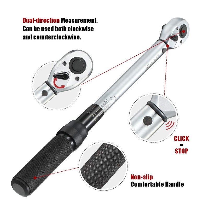 ARUCMIN 1/2-Inch Drive Click Torque Wrench (10-150 ft.-lb./13.6-203.3 Nm) Dual-Direction