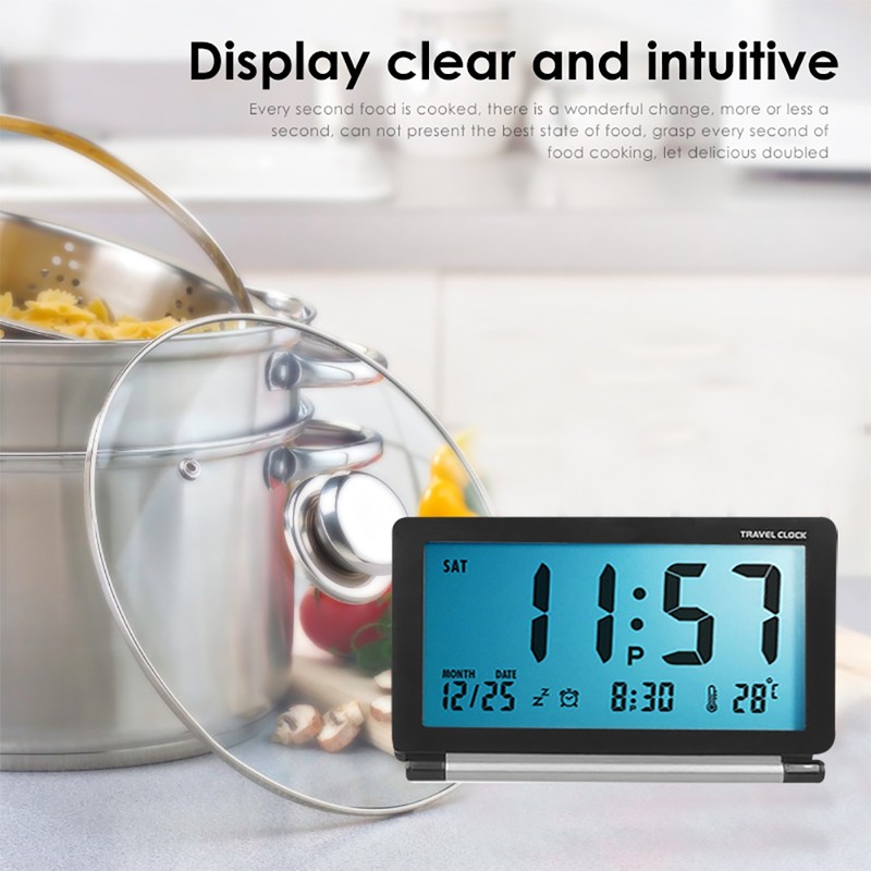 Digital Travel Alarm Clock Battery Operated LCD Clock with Date