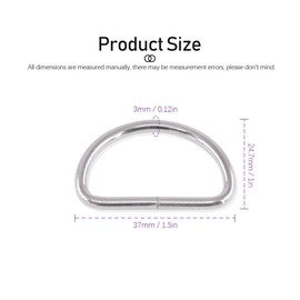 Swpeet 150Pcs Multi-Purpose Metal D Ring Semi-Circular D Ring for Hardware Bags Ring Hand DIY Accessories (2/5 Inch)