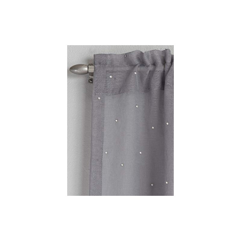 Tyrone Textiles Ltd Jewel Grey Diamante Voile Panel (Drop -