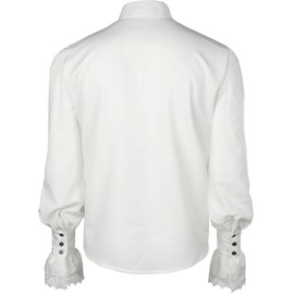 VATPAVE Mens Ruffle Pirate Shirts Medieval Renaissance Cosplay Costume Steampunk Victorian Tops XX-Large White LC51
