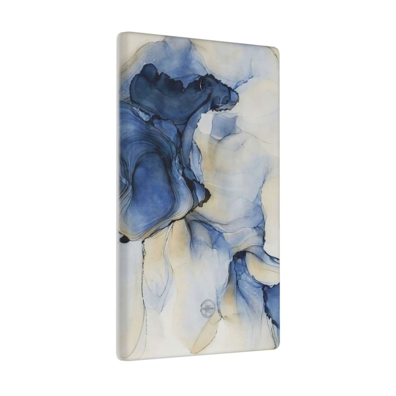 Navy Blue Marble 1 Gang Wall Plate Single Blank Light
