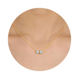 Sistble Christmas Gifts for Women, Aquamarine Necklace March Birthday Gifts for Women Gold Necklaces two Birthstone Grandma Mothers Day Gift Ideas Aquamarine Jewelry for Her