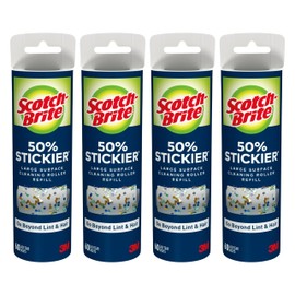 Scotch-Brite 50% Stickier Large Surface Roller Refill, Works Great On Pet Hair, 4 Refills, 60 Sheets Per Refill, 240 Sheets Total Gray