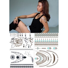 Temporary Metallic Tattoos Pack (Set of 4 Sheets)(Style 4) by BG247