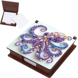 JISHSHAY Diamond Painting Note Box Octopus Diamond Art Notecard Box Gem Art Sticky Note Holder Gem Painting Embroidery Kit Mosaic Kits for Adults Memo Pad Holder, Contains 160 Sheets of Paper