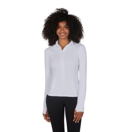 Yogalicious Womens Ultra Soft Lightweight Full Zip Yoga Jacket with Pockets - White - Small