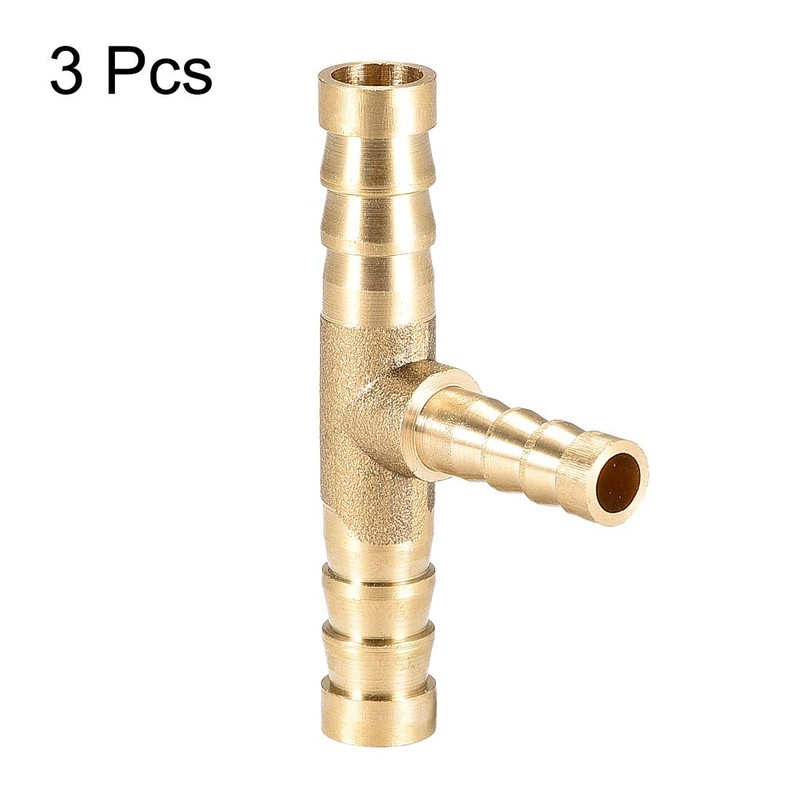 sourcing map Tee Brass Barb Fitting Reducer 3 Way, Fit