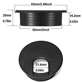 Mesee 12 Pieces Desk Grommets, 50mm Plastic Cable Grommet Kit Table Round Hole Cover Cap Wire Organizers for Office Home Computer Desktop Tidy Cord Management - Black
