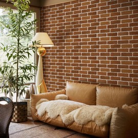 Commomy 10 Pcs Faux Brick Wall Panels - Small Size UltraLight PVC 3D Peel and Stick Brick Tile 11.8'' x 11.8'' Brick Wallpaper Tiles for Backsplash, Kitchen, Living Room, Bedroom, RV