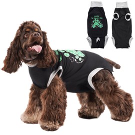 Avont St. Patrick's Day Dog Outfit, Pet Onesies Pajamas Costume Stylish Clothes for Small Medium Large Breeds, Lucky Puppy Holiday Party Decorations, Also Ideal for Post-Surgery Recovery -L
