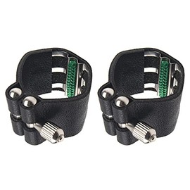 2Pcs Yootones Black Artificial Leather Saxophone Mouthpiece Sax Ligature Fastener Compatible with Saxophone Rubber Mouthpiece (Alto Saxophone)