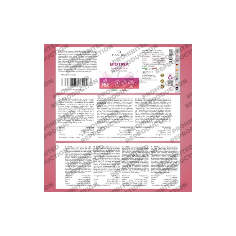 Bandini® Biotin Hair Growth Supplement | 365 Vegan Tablets High
