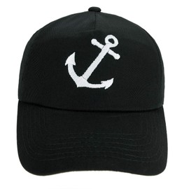 4sold Boys Mens Women 100% Cotton Captain Yachting Baseball Cap Inscription Lettering Sun Summer Hat Black White - Anchor,Adult