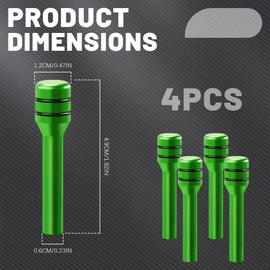 HEVLE 4PCS Car Door Lock Knobs, Vehicle Door Lift Bolt, Aluminum Alloy Door Lock Cover Decor, 0.47" x 1.93" Automotive Door Lock Switches, Universal Car Accessories Safety Door Lock Pin (Green)