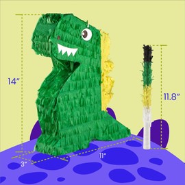 Dino Pinata Set mit Augenbinde und Schläger Pinjatta Dino zum Aufhängen Ideal zum Befüllen Pinjata für Kinder Perfekt für Geburtstag Spiele Spass Hochzeit Deko (44 x 32 x 8 cm)