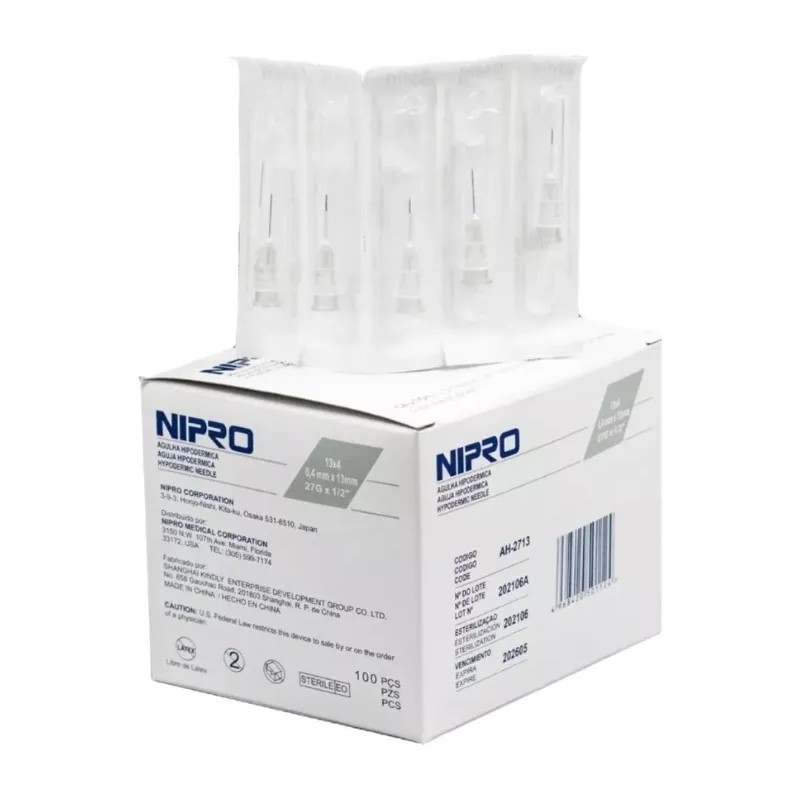 Nipro Aguja Hipodermica 27g X 1/2 Nipro Caja/100 Pzs