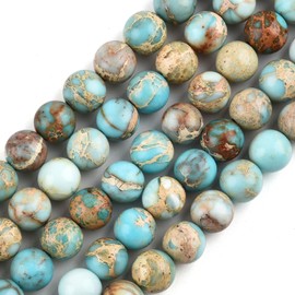 HAAMIIQII 60pcs 6mm Natural Turquoise Imperial Jasper Stone Beads Round Loose Gemstone Beads for Jewelry Making Strand 15 Inch