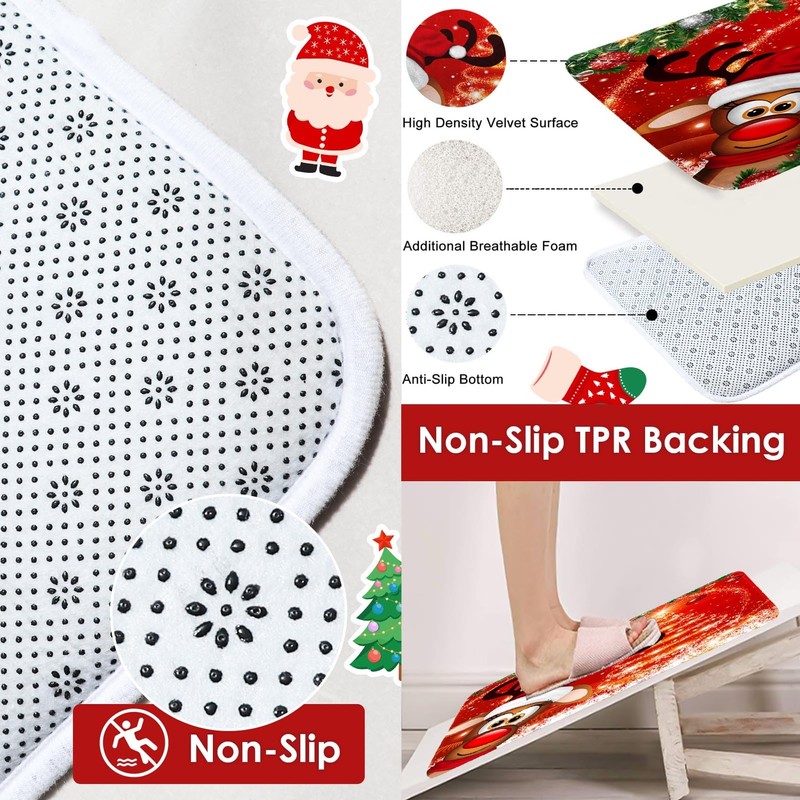 Bribay 4 Piece Christmas Shower Curtain Sets, Christmas Deer Pine