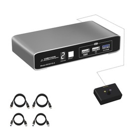 DP KVM Switch for 2 Computers 1 DP Monitor 4K@60Hz USB 3.0 with Remote