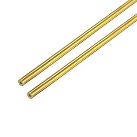 uxcell 2PCS 0.2mm x 0.8mm x 500mm Brass Pipe Tube Round Bar Rod