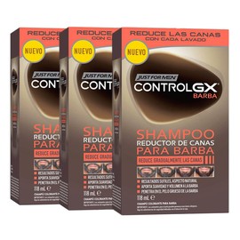 Just For Men Control GX Grey Reducing Beard Shampoo for Subtle Natural-Looking Results All Shades 118 ml x 3 uds Pack Promoo