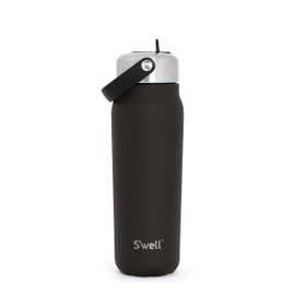 S'well Recycled Stainless Steel Explorer with Flip Straw Lid, 700ml, Onyx Black, Triple Layered Vacuum Insulated Containers Keeps Drinks Cold for 36 Hours and Hot for 8, BPA Free