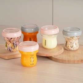 haakaa Breastmilk Storage Bottle Glass Baby Food Storage Jars Food Storage Containers with Leakproof Lid, Dishwasher-Safe, Microwave and Freezer-Friendly, BPA-Free (Peach, 4.2oz/120ml, 1 pc)