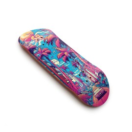 SPITBOARDS 34 mm Fingerboard Deck - Real Wood (5-Layers) Classic Popsicle Street Shape - Size: 34 x 96 mm - Single Graphic Deck (Real Wear) - Optimised Concave - Miami Street
