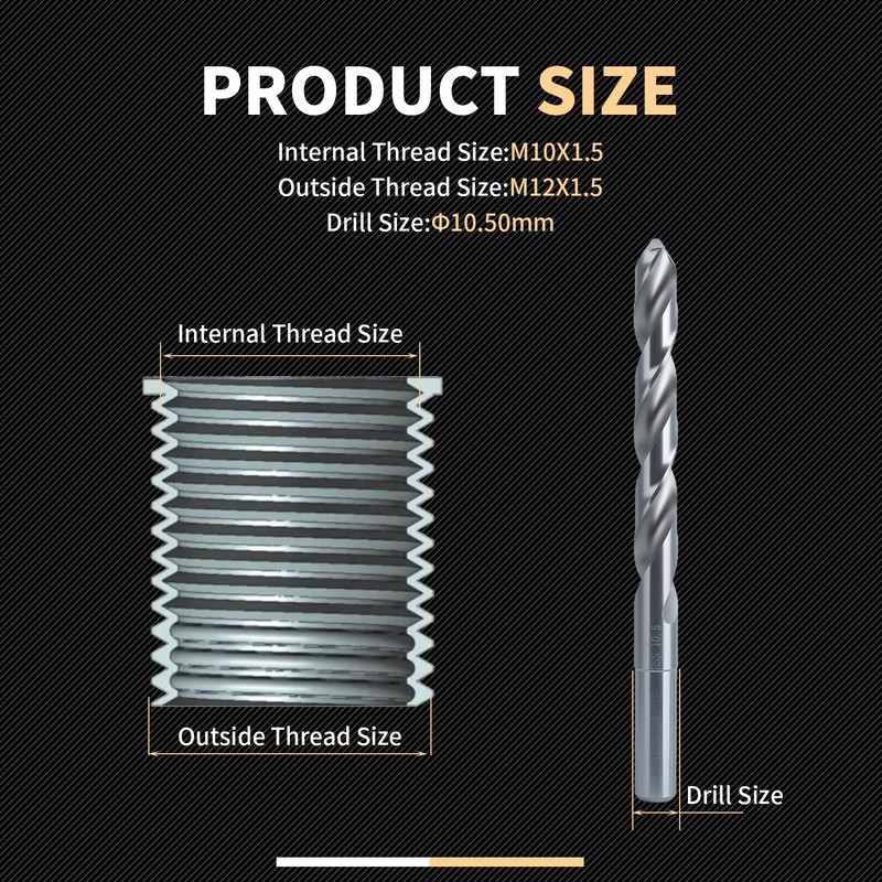 SENNMONN M10x1.5 Thread Repair Kit with 14mm Insert HSS Drill,