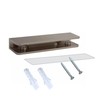 Dulles Glass Floating Shelf Brackets, Rectangular Clamps Heavy Duty, Brushed