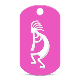 fagraphix Kokopelli Keychain GI Dog Tag Engraved Fertility Deity Hot Pink