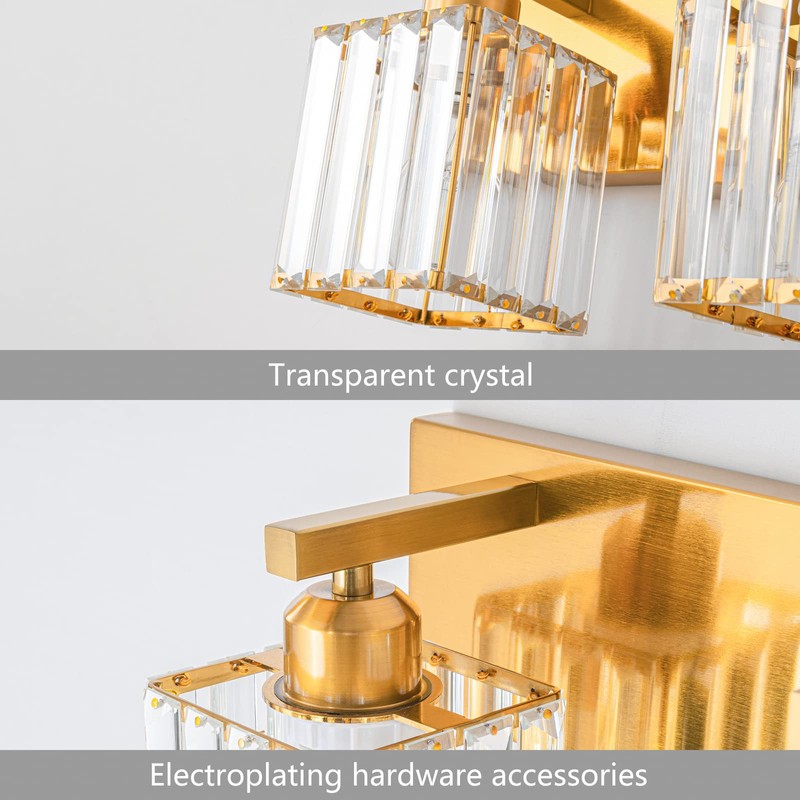 FDPBY Modern 3-Light Gold Brushed Brass Finish Crystal Wall Light