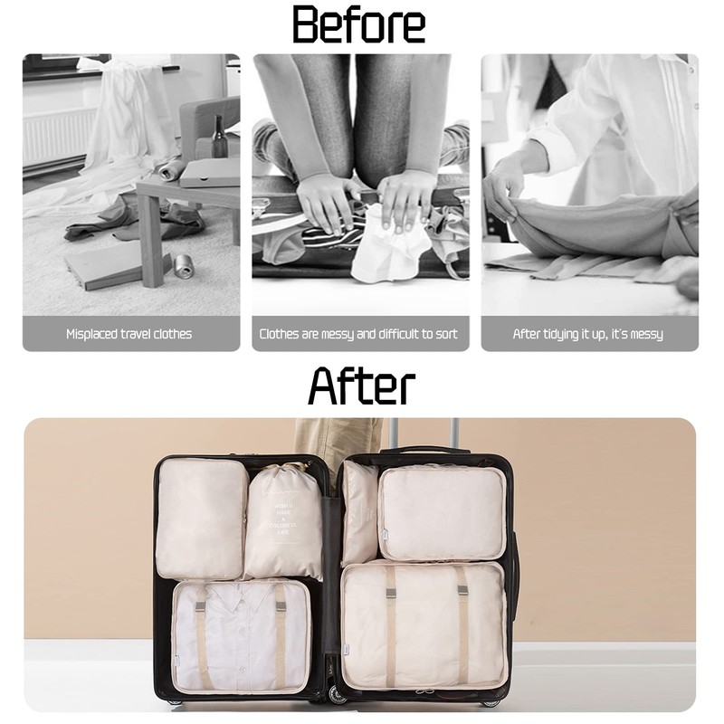 12Pcs Packing Travel Cubes for Suitcase Luggage Organizers with 5
