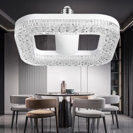 New Pattern Imitation Crystal Pendant Light, 200W Equivalent Exceed 2000LM E26 LED Bulb, 6000K Daylight 24 Watt High Lumen LED Bulb for Home, Shopping mall, Hotel, Factory,Garage (Square Tricolor)