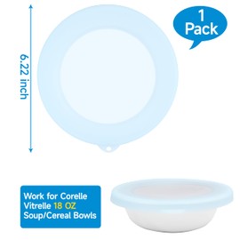 Purekra 1 Pack Silicone Lids for Corelle Vitrelle 18-Oz Soup/Cereal Bowls, Freezer & Microwave & Dishwasher Safe (Bowl not included)
