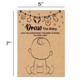 Misaidou Baby Shower Game, Draw The Baby Cards, Baby Shower Party Games Supplies & Activities, Baby Shower Decorations, Baby Shower Ideas, 30 Game Cards Included, Kraft