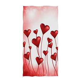 Naanle Cute Heart Flower Mother's Day Romantic Valentine's Day Wedding Soft Absorbent Guest Hand Towels Multipurpose for Bathroom, Hotel, Gym and Kitchen (16" x 30",Pink Red)